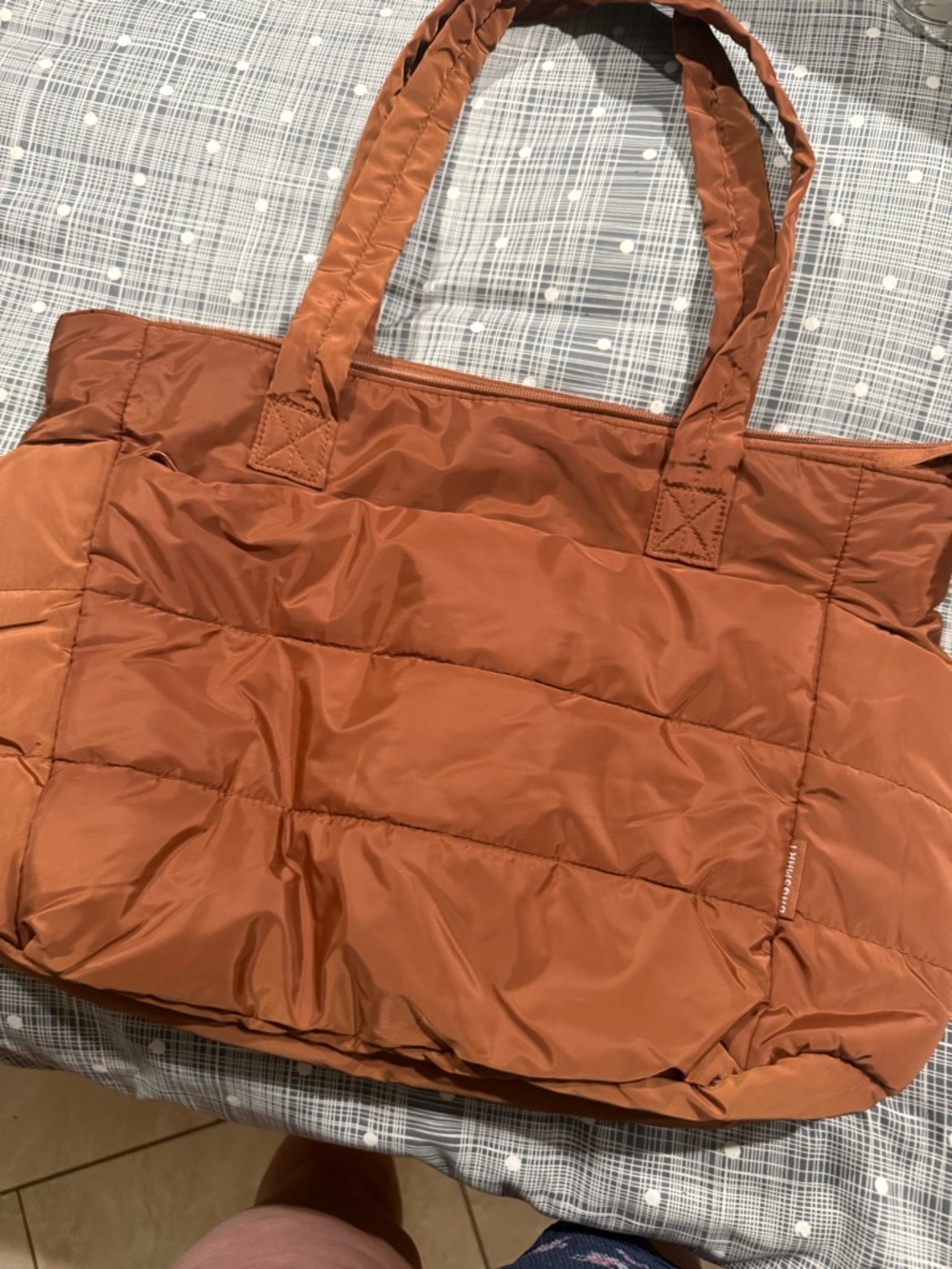 Bagsmart Quilted Tote Bag in Rust Orange - Lightweight Everyday Carry